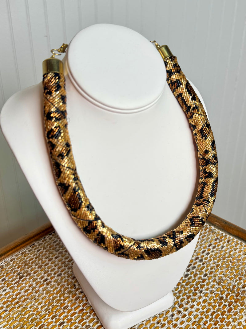 Leopard In Love Beaded Necklace