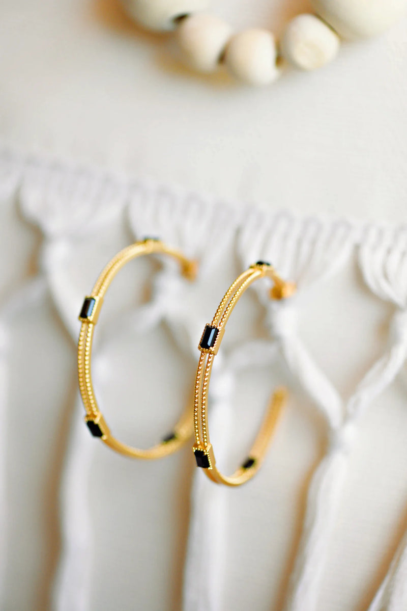 Tatum James- Stella Hoops- Black Agate