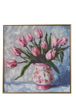 Raz - 23.5" Potted Tulips Framed Wall Art - Pink