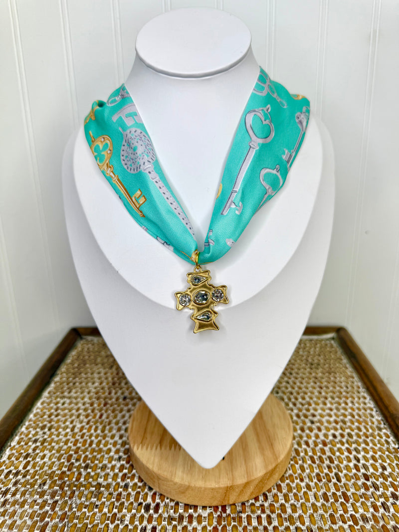 Hart Designs- Faith Unlocked Scarf Necklace- Teal