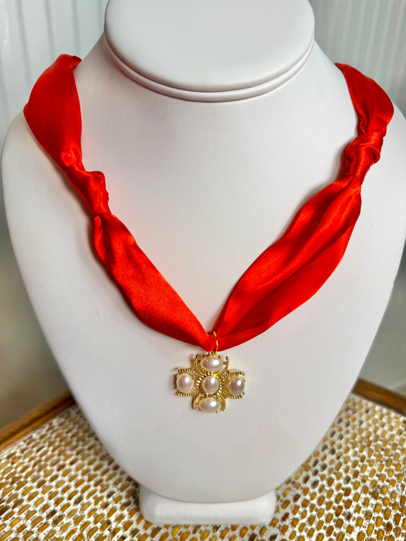 Hart Designs- Lady In Red Scarf Necklace