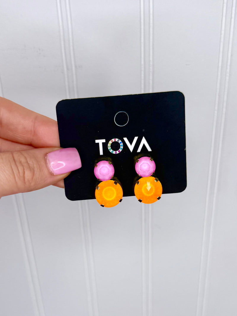 Tova- Maegan Earrings- Neon Orange/Pink
