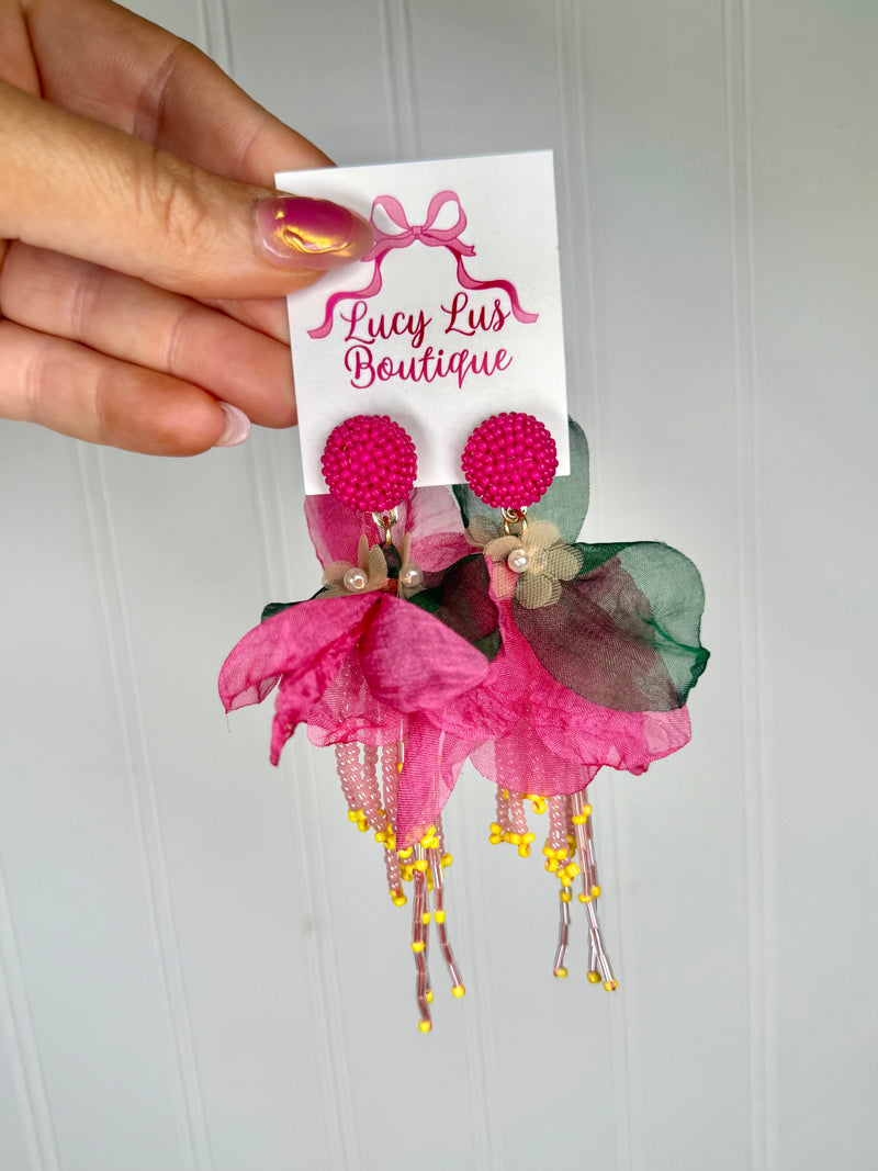 Island Blossom Earrings- Pink