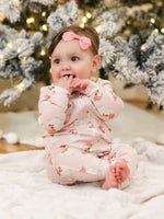 Mary Square- Baby Zipper PJ's- Santa Baby Pink