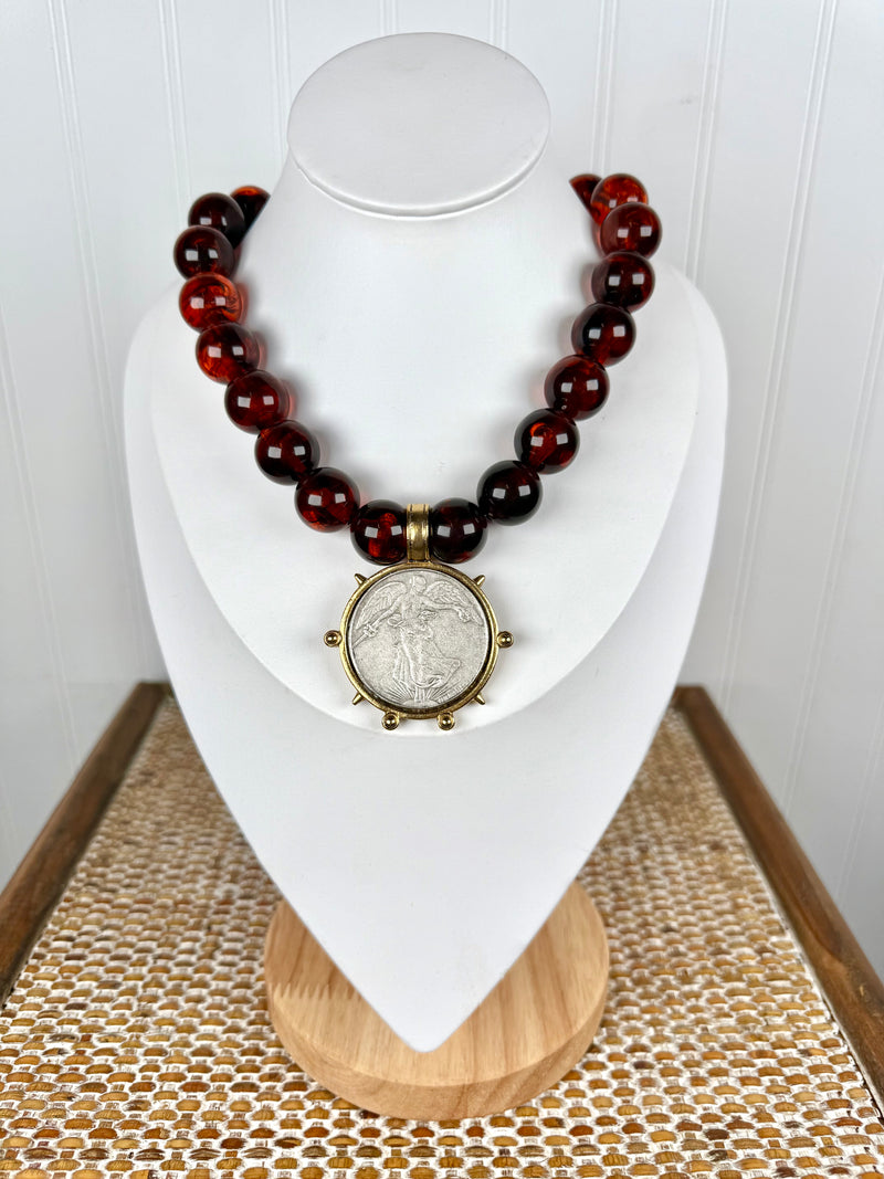 Yochi- Tortoise Angel Gold/Silver Coin Necklace