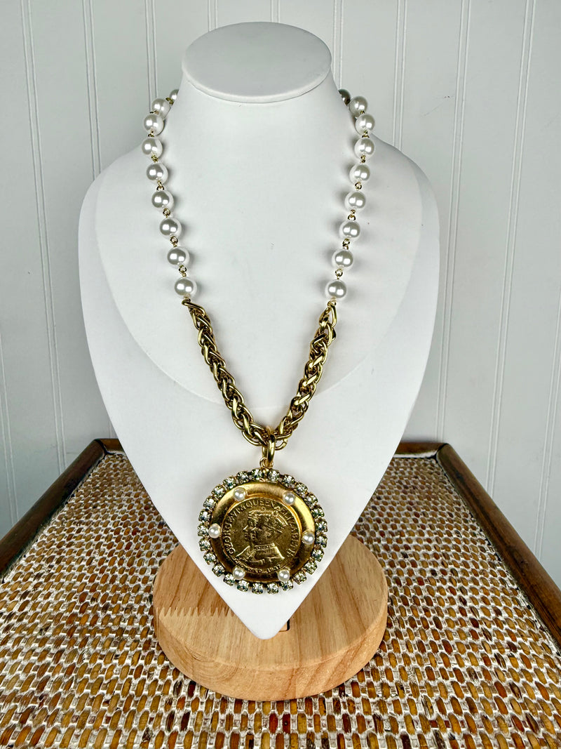 Yochi- Fall Riches Pearl Coin Necklace