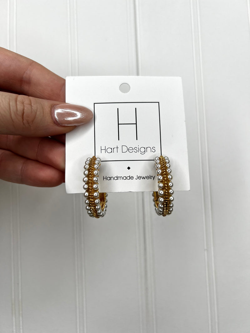 Hart Designs- Pop of Pearls Hoops