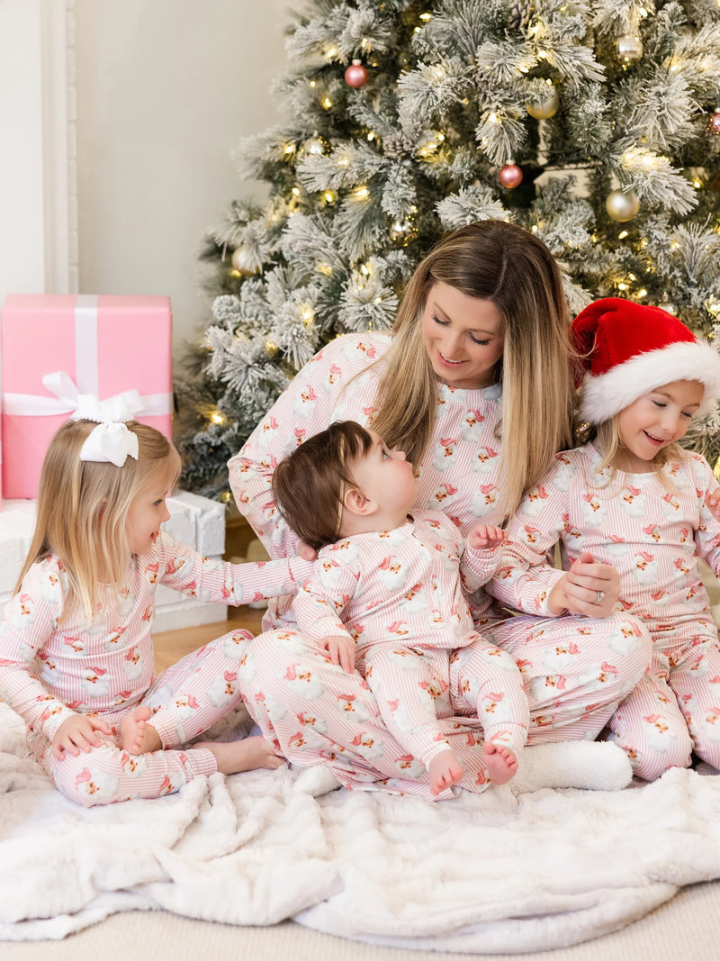 Mary Square- Baby Zipper PJ's- Santa Baby Pink