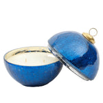 Lux Fragrances- Della Robbia 10oz Blue Glass Ornament Candle