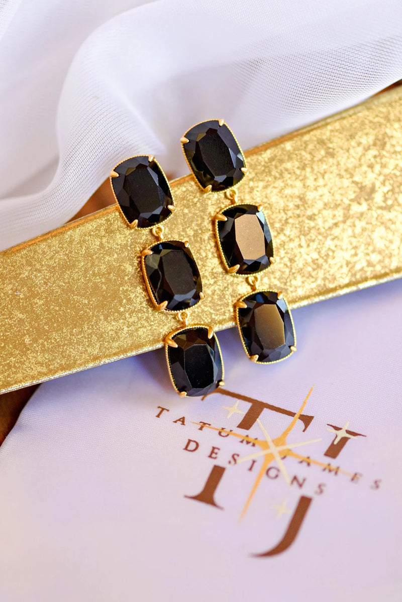 Tatum James- Chloe Earrings- Black Agate