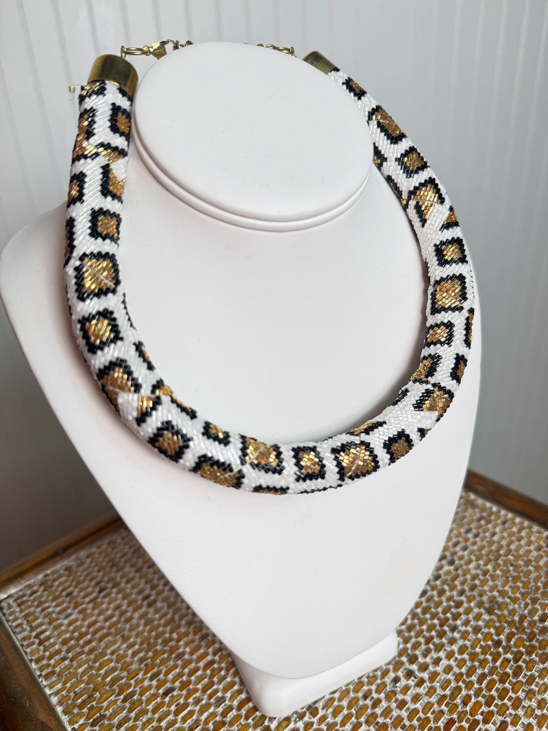Snow Leopard Beaded Necklace