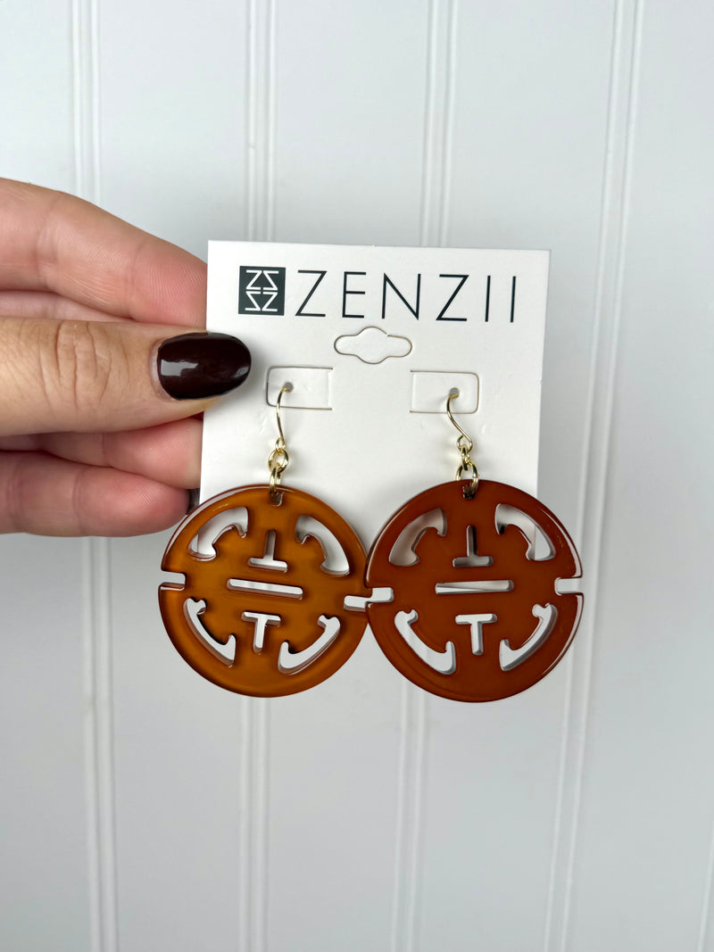 Zenzii- Isabella Pendant Drop Earrings- Brown