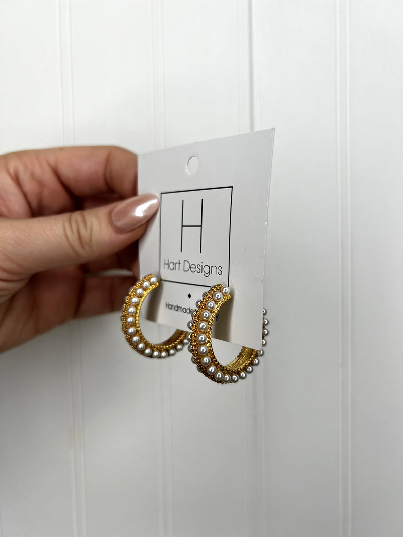 Hart Designs- Pop of Pearls Hoops