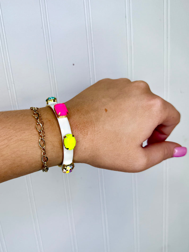 Tova- Eliana- White Multi Stone Neon Bracelet
