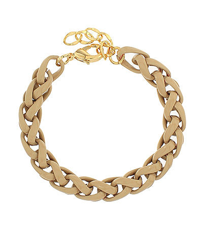 Linked Together Enamel Rope Chain Bracelet- Tan