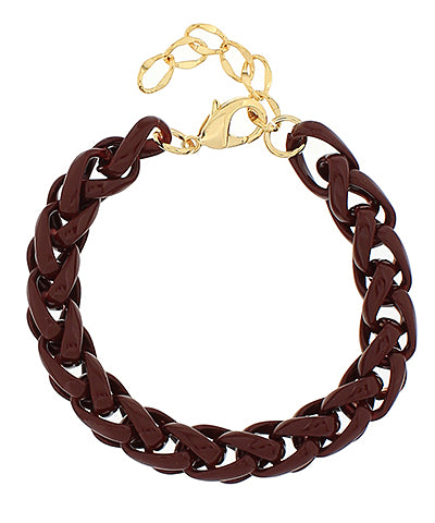 Linked Together Enamel Rope Chain Bracelet - Maroon