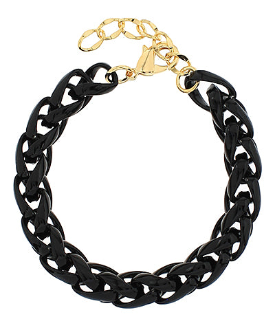 Linked Together Enamel Rope Chain Bracelet- Black