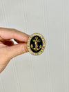 Yochi - Anchors Down Ring - Navy/Rhinestone