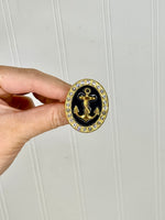 Yochi - Anchors Down Ring - Navy/Rhinestone