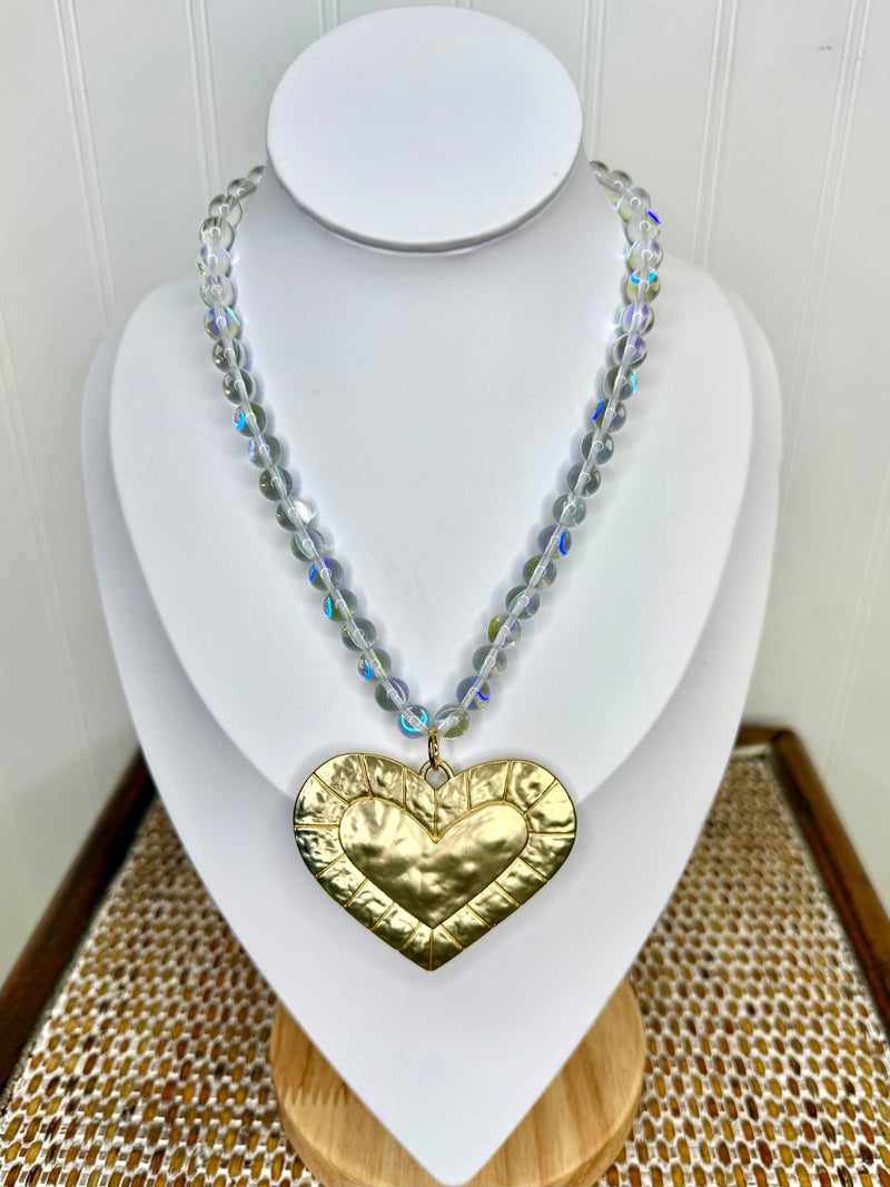 Hart Designs- Clear Vision Beaded Heart Necklace
