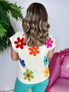 Flower Power Sweater Top- Cream