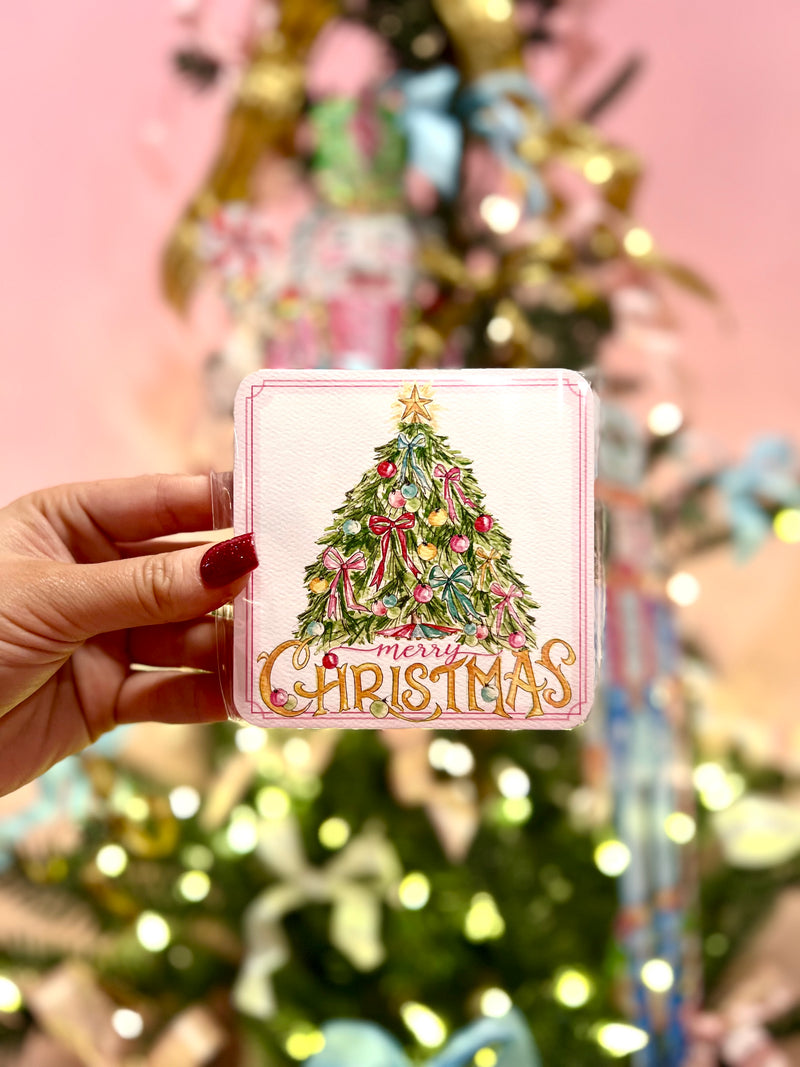 Rosanne Beck- Square Coasters- Merry Christmas Tree