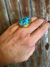 Painted Blue Skies Adjustable Ring