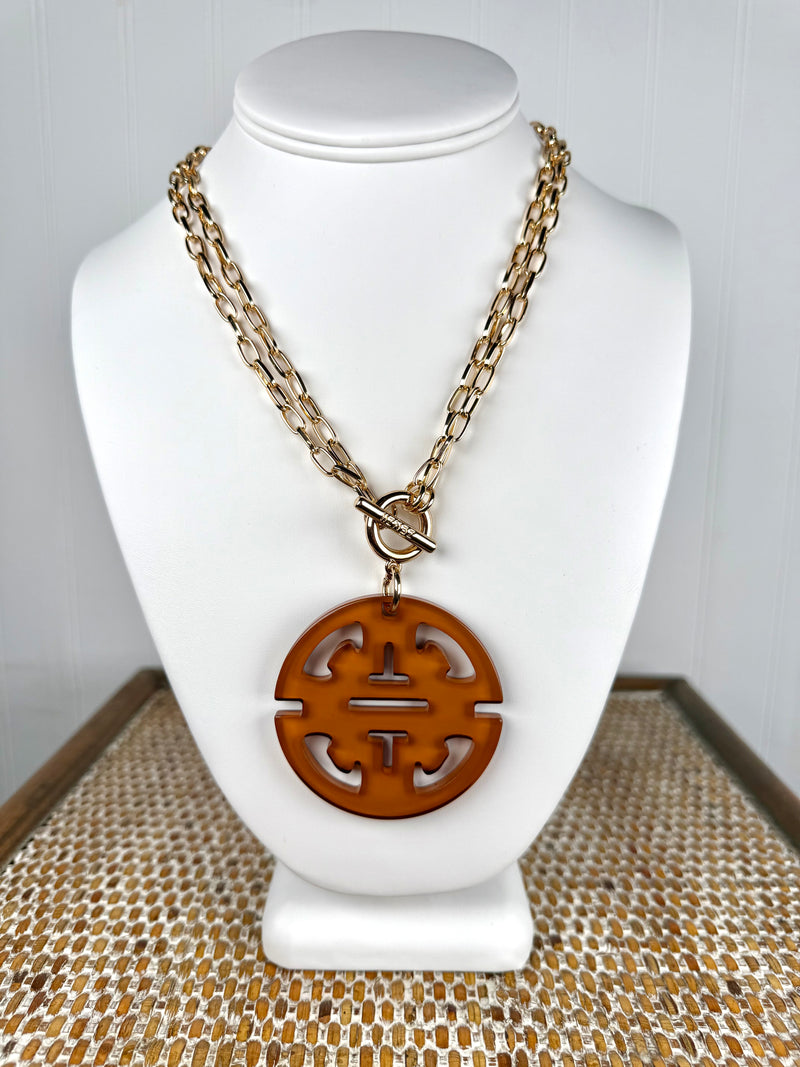 Zenzii- Toggle Pendant Necklace- Brown