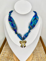 Hart Designs - Blues and Bows Scarf Necklace