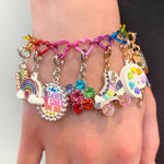 Charm It, Girls Charm Jewelry- Rainbow Heart Link Bracelet