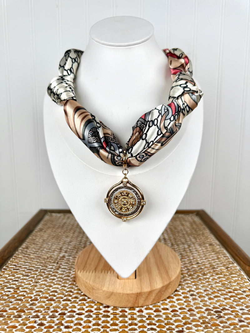 DBL- Compas Coin Scarf Necklace