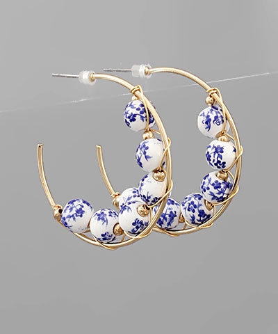 Baily Blue Floral Beaded Earrings