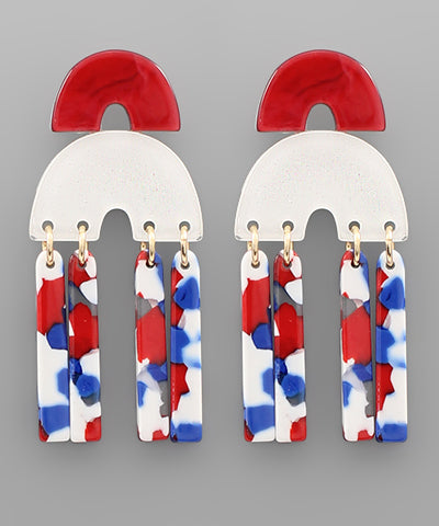 Red, White & Marble Earrings