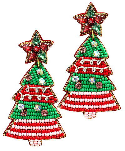 Holly Jolly Christmas Tree Earrings