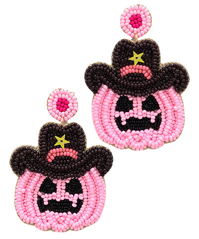 Howdy Pumpkin' Earrings- Pink