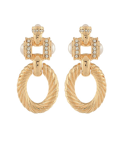 Golden Charm Earrings- Clear