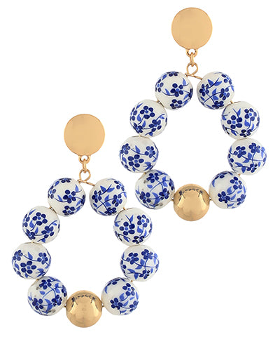 China Blue Floral Earrings