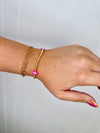 Sommer Gold Beaded Bracelet- Pink Cross