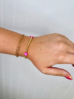 Sommer Gold Beaded Bracelet- Pink Cross