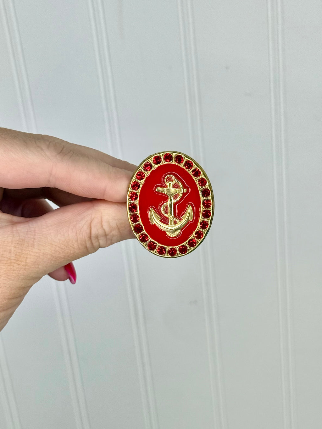 Yochi - Anchors Down Ring - Red/Red Stones