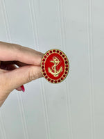 Yochi - Anchors Down Ring - Red/Red Stones