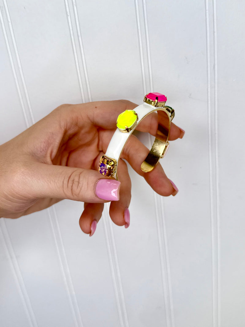 Tova- Eliana- White Multi Stone Neon Bracelet