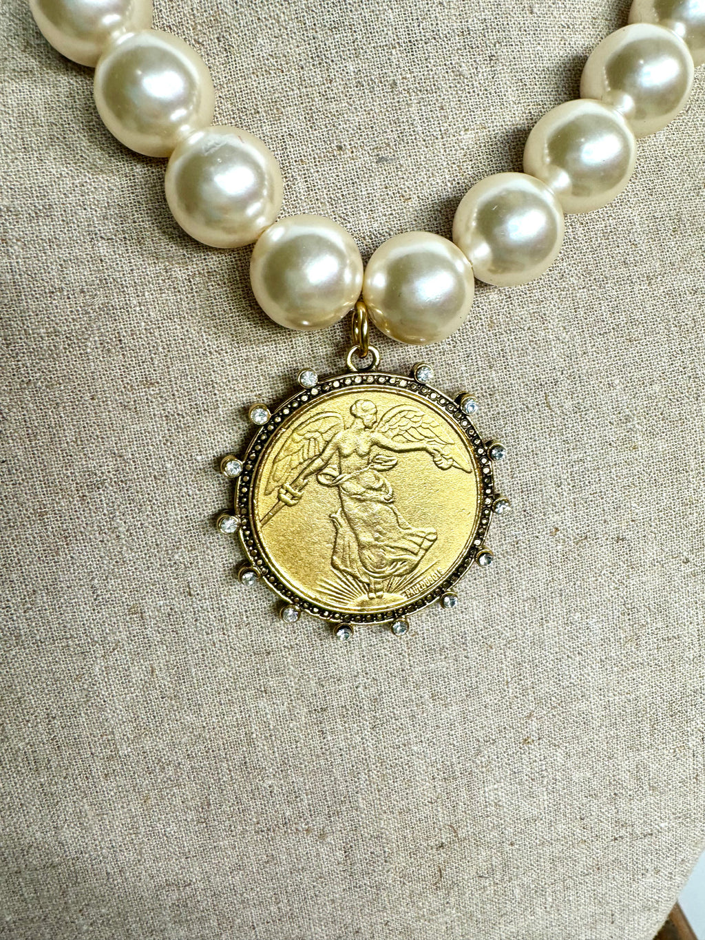 Yochi- Angel In Pearls Coin Necklace