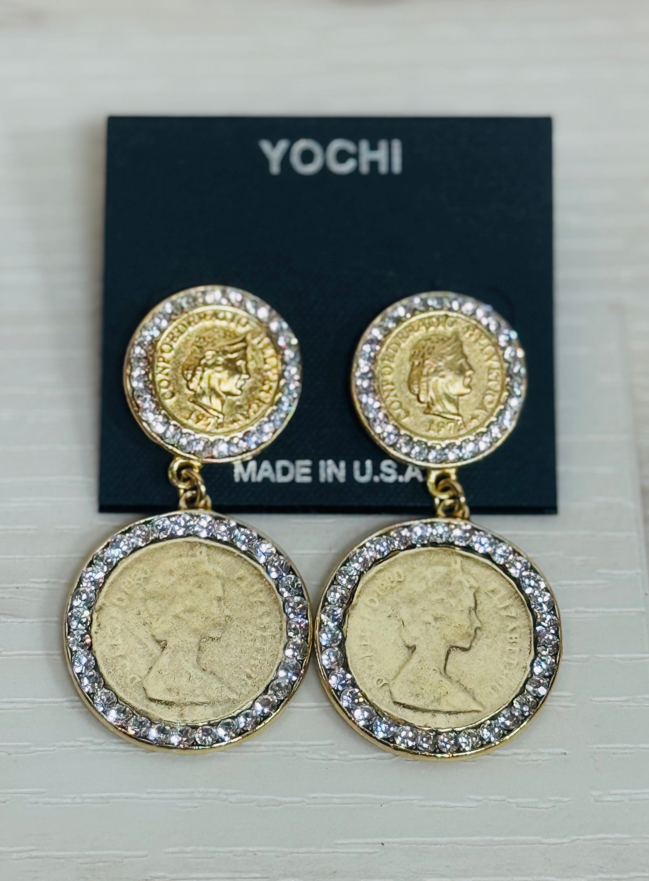 Yochi Made USA Gold Tone Chain Belt with Coin Faux Pearls NWT Chain and Pearl Belt | LELET NY main image 2