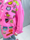 Vintage Rocker Patch Jacket- Pink