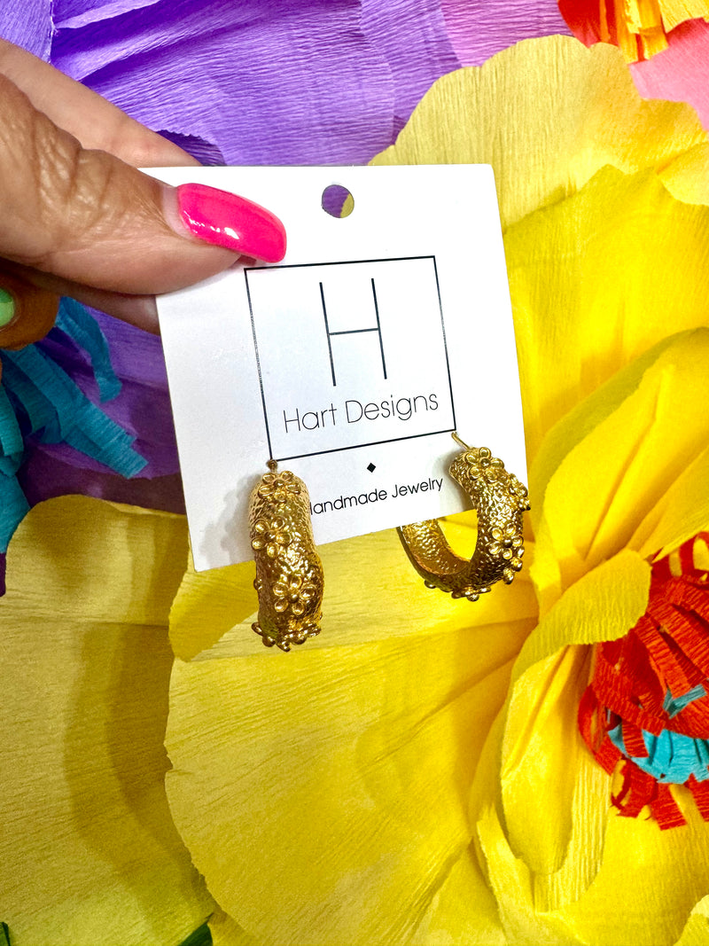 Hart Designs- Flowers Of Gold Hoops