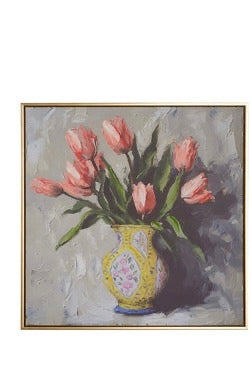 Raz - 23.5" Potted Tulips Framed Wall Art - Yellow