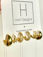 Hart Designs- Set of 3 Huggie Hoops