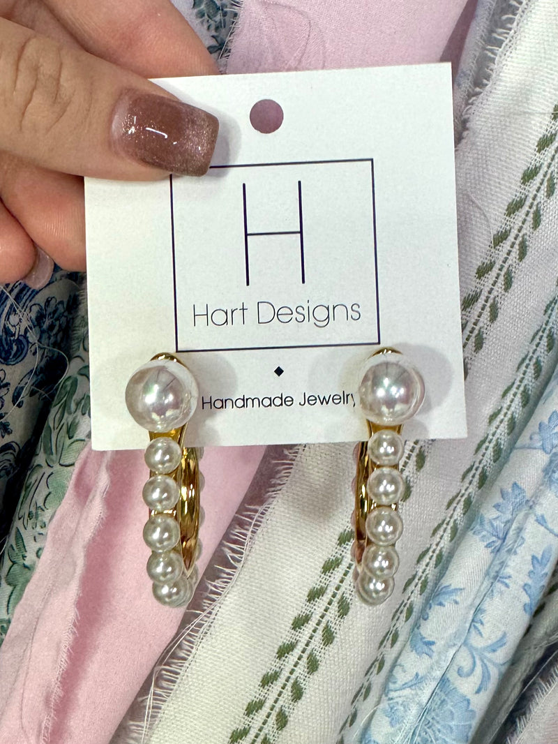 Hart Designs- Pretty In Pearls Hoops