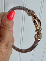 Day & Night Rope Bangle Bracelet- Silver/Gold Buckle